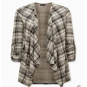 PLAID DRAPE JACKET